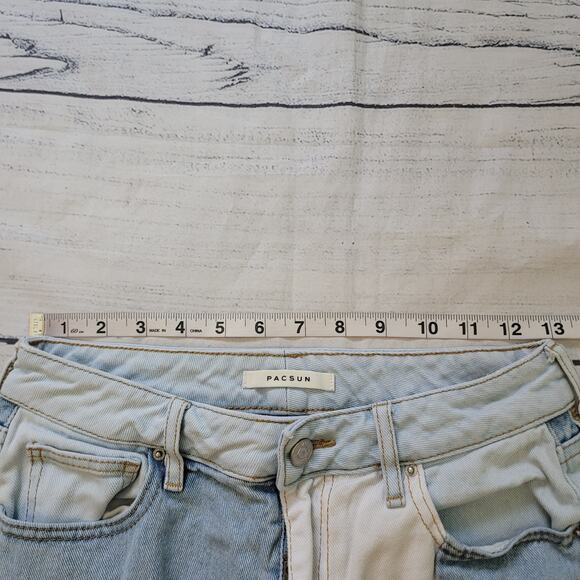 Pacsun Size L Colorblock Patchwork High Rise Straight Leg Mom Jeans Denim - Picture 7 of 9